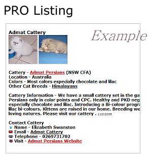 PRO cattery listing